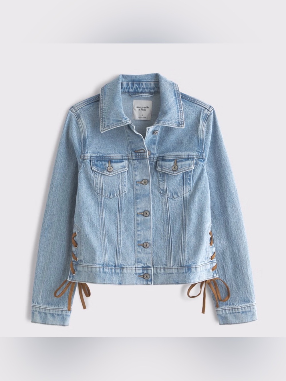 Abercrombie & Fitch slim lace up denim trucker jacket